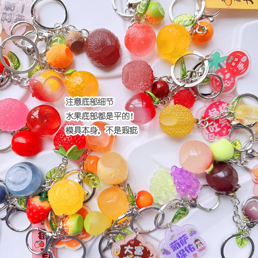 Acrylic Fruit Keychain Pendant, Cute Mini Charm with Leaf Tag, Single or Multi‑Piece Options
