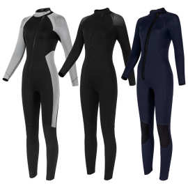 3MM女士连体潜水服保暖前开拉链自由潜水母服女冲浪潜水加厚湿衣
