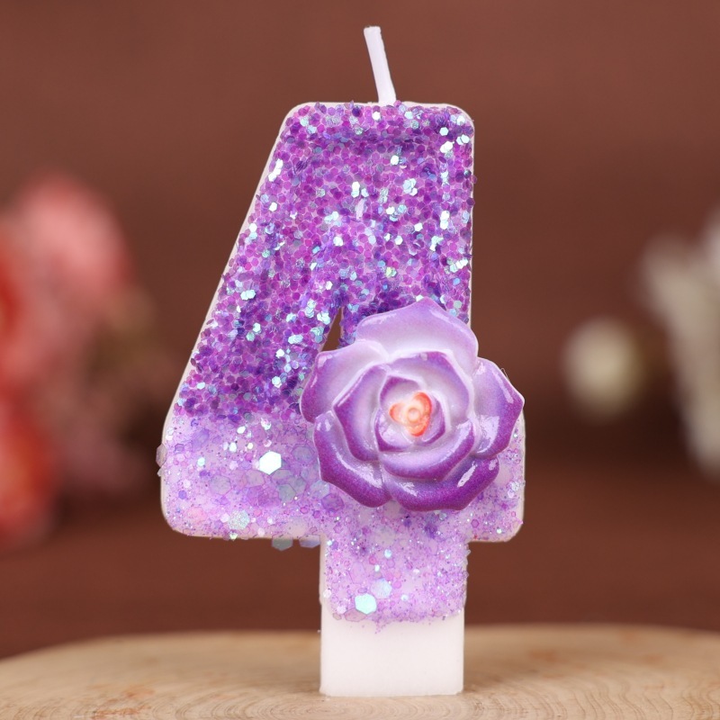 紫色の花デジタル誕生日キャンドルケーキデコレーションパーティー Xiyin クロスボーダー temu 手作りデジタルキャンドル 0-9|undefined