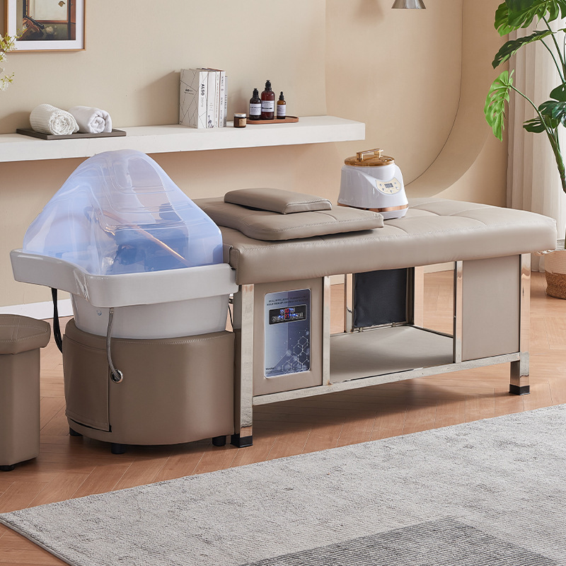 Cama de masaje de terapia de cabello para salón de belleza especial de peluquería calentador de agua de temperatura constante de circulación de agua fumigante tailandés lavabo de cabello