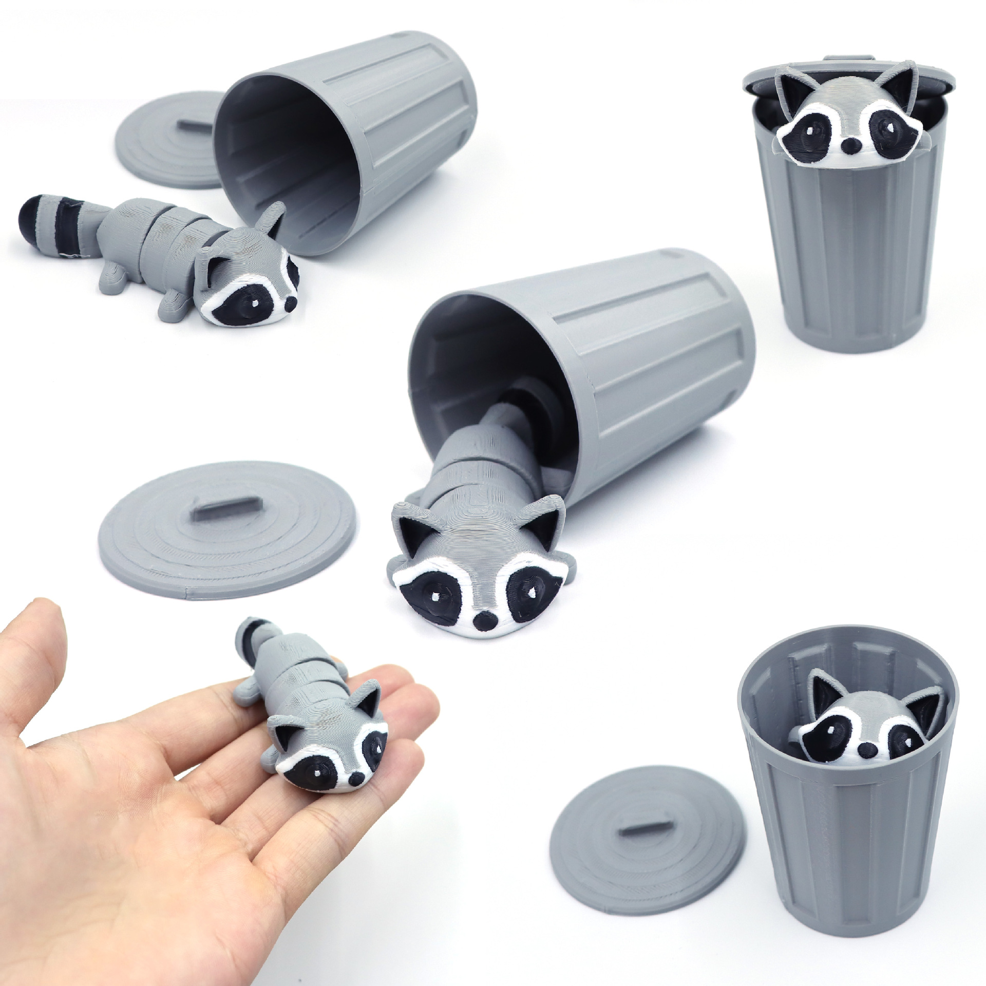 Explosiva transfronteriza Mischievous 3D Printed Raccoon decoración de juguete de mapache activo