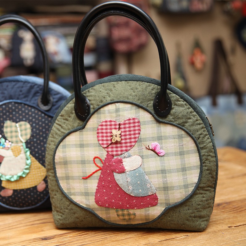 Bolso de las mujeres 2023 nueva moda estilo coreano bolso de las mujeres Lu bordado DIY Kit hecho a mano portátil curvo bolsa grande