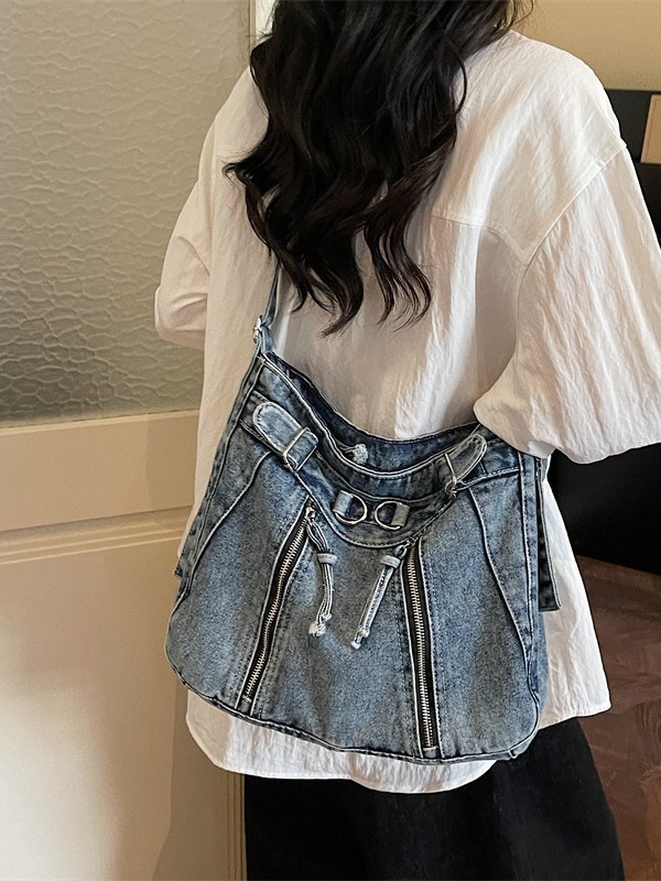Bolso de tendencia transfronteriza de gran capacidad para mujeres 2026 nuevo retro vaqueros de hombro mochila de viaje ocio bolsa