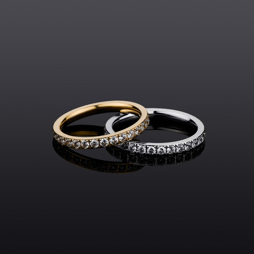Amazon AliExpress Trendy Gold-plated Stainless Steel Solitaire Diamond Ring for Women Hip-hop Simple Ring Personality Accessory