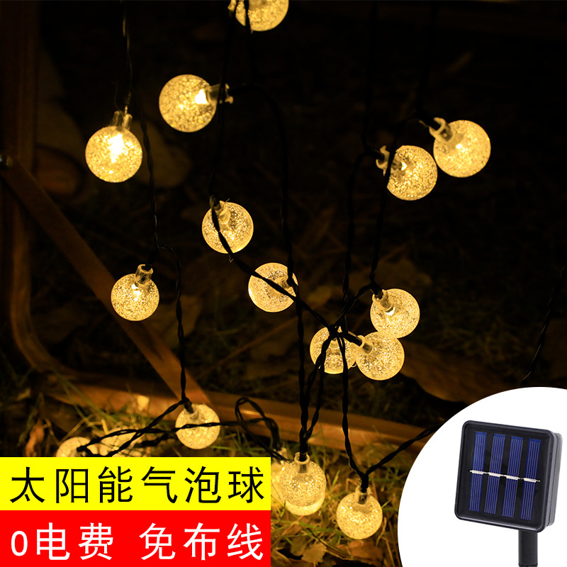 LED Bola de burbuja solar Cadena de luz bola de cristal gota de agua estrella de cinco puntas decoración de vacaciones de Navidad al aire libre a prueba de agua luces de colores
