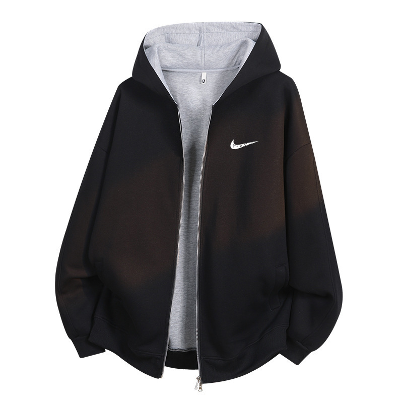 2026 Autumn and Winter Trendy American Retro Hooded Cardigan Sweatshirt Jacket for Men, Teenagers, and Couples, Casual Versatile Clothing