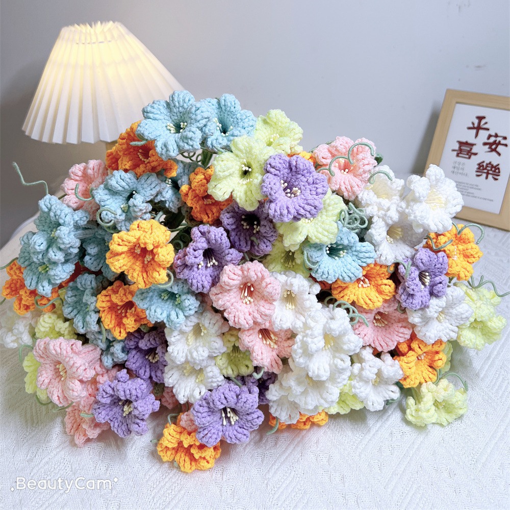 DIY创意手工编织秘鲁水仙花枝针织手捧花毛线永生花成品批发