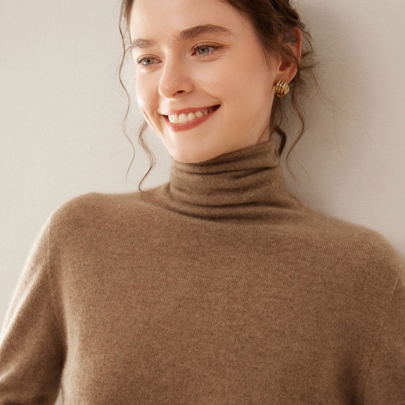Soft Cashmere Pile Collar Cashmere Sweater for Women in Autumn and Winter with Sweater, Stylish Turtleneck Top, Knitted Bottoming Shirt