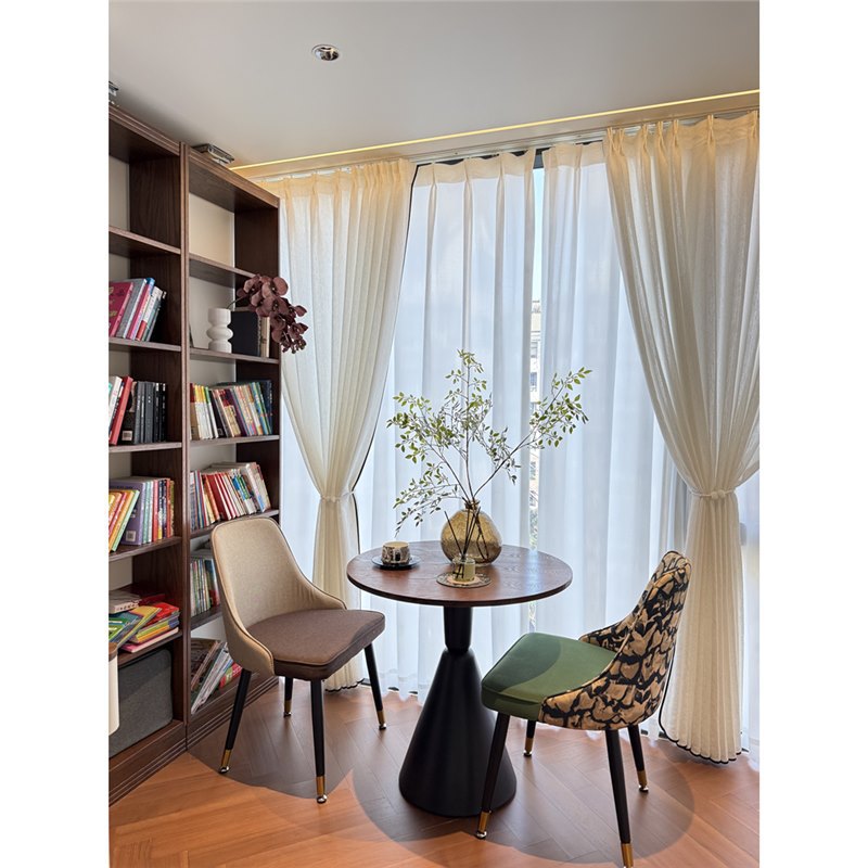 Medieval Style Solid Wood Balcony Coffee Table and Chair Combination French Living Room Home Wabi-Sabi Small Apartment Round Negotiation Dining Table