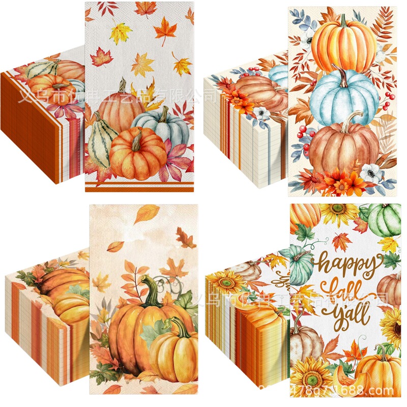 Autumn Retro Thanksgiving Pumpkin Floral Theme Rectangular Paper Napkin Party Set Decoration Supplies Autumn Retro Thanksgiving Pumpkin Floral Theme Rectangular Paper Napkin Party Set Decoration Supplies