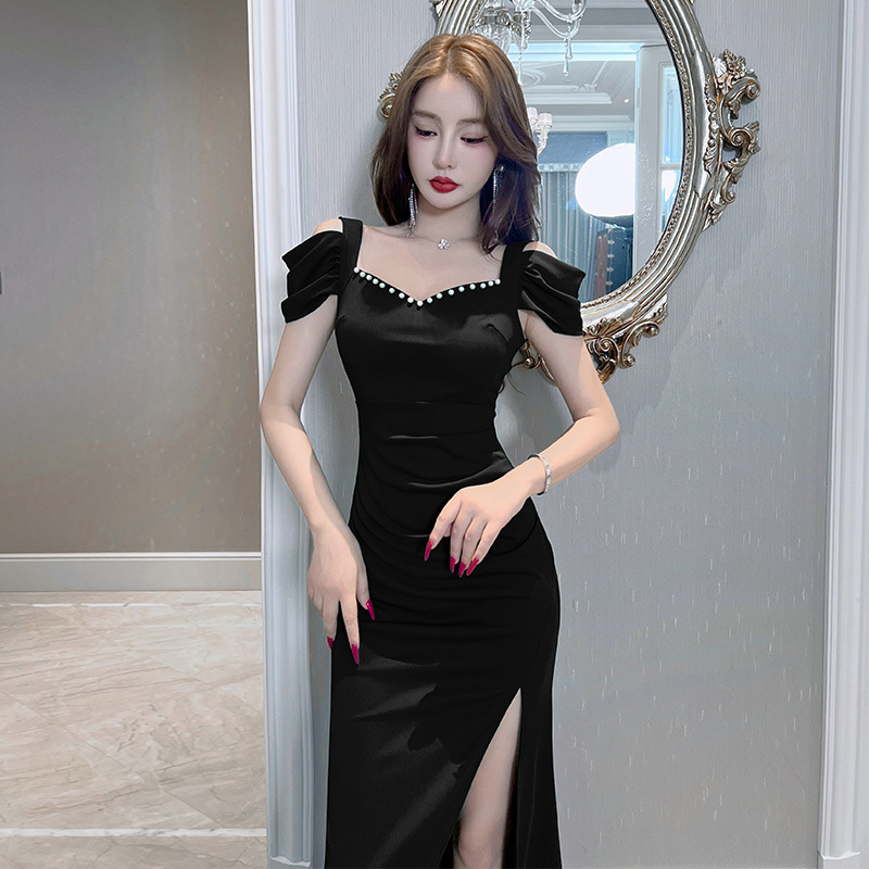 Nightclub women's sheath slimming sexy new night club arm-wrapped dress slim-fit skirt bottoming low-cut dress wine