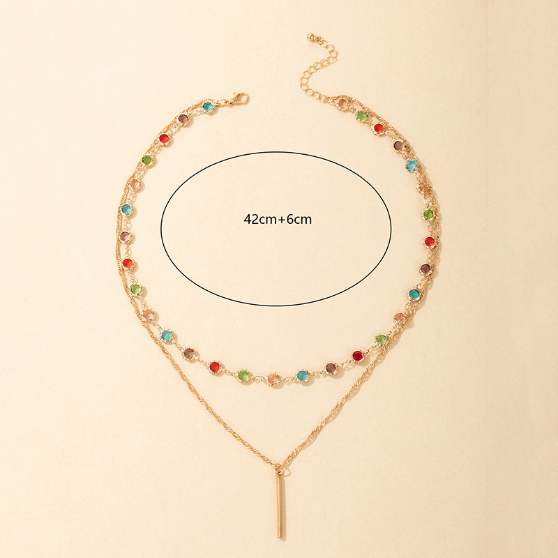 Wholesale Simple Color Rhinestone Multi-layer Necklace Nihaojewelry display picture 1