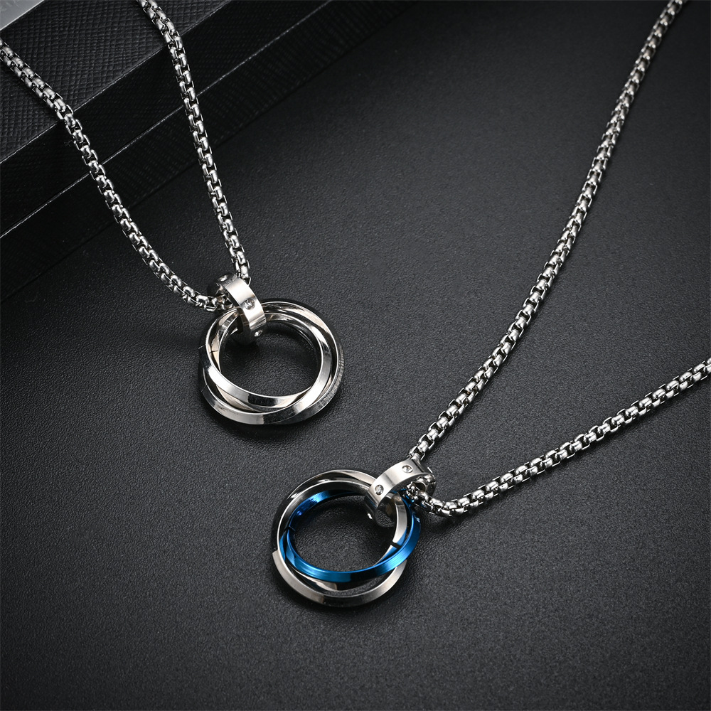 Retro Solid Color Stainless Steel Pendant Necklace 1 Piece display picture 4