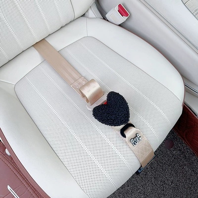 Car seat belt – Women - three-point-anti-strangle-safety-belt-beige-black-love-heart