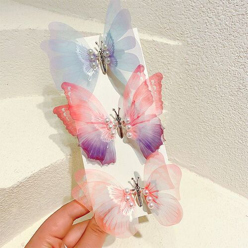Children's Fairy Butterfly Pearl Hair Clip Hair Accessory Girl Fairy Hair Pin Small Fairy Moving Butterfly Headpiece Cute Accessory
