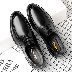 Full-size black strap four-season leather formal work slip-on round-toe business shoes for father, dropshipping one piece