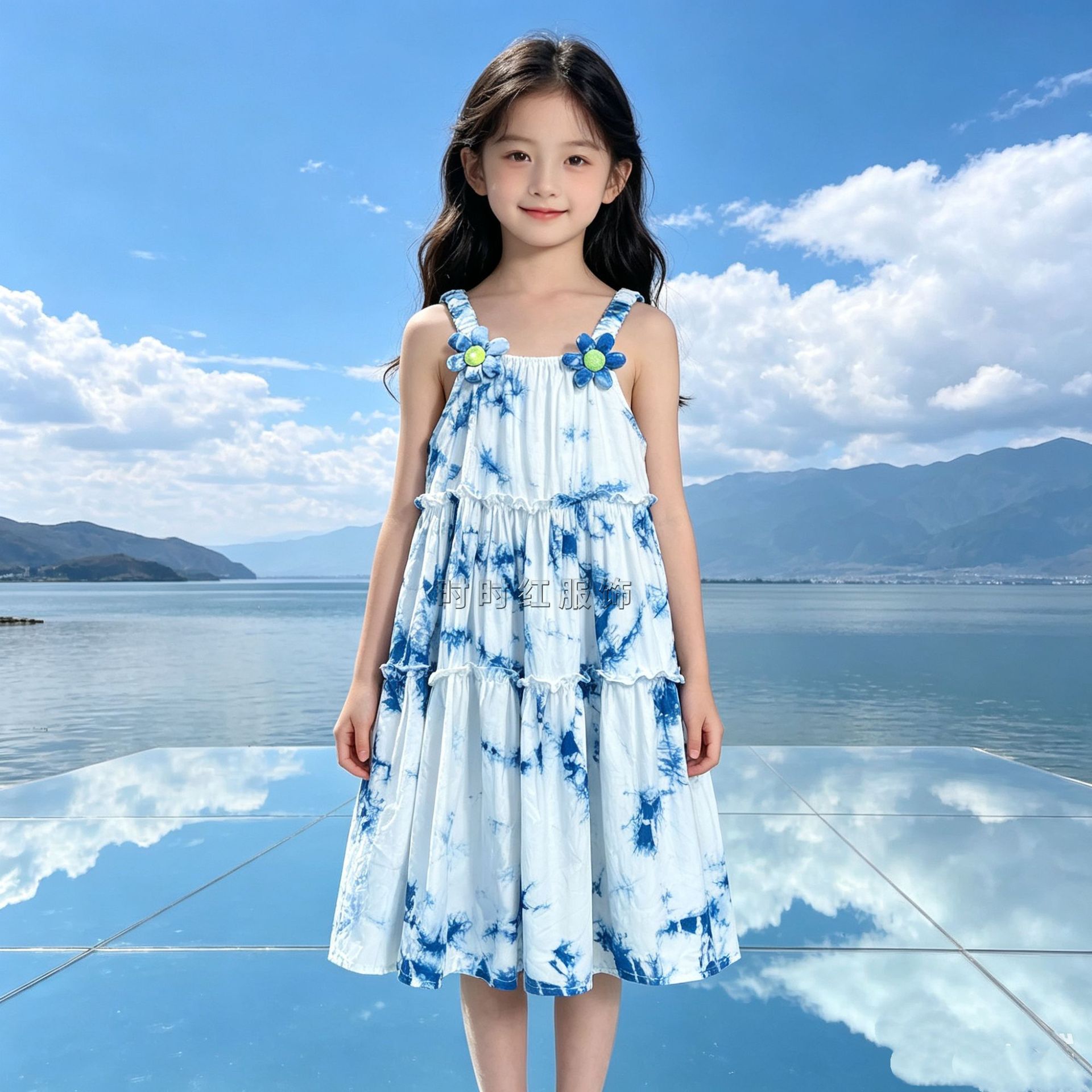 Girls' sunflower tie-dye