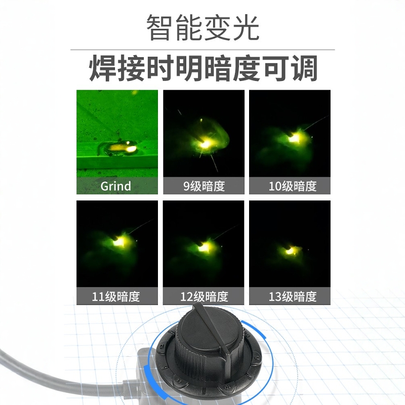 电焊防护罩面罩全脸轻便焊工头戴式焊帽氩弧焊太阳能自动变光