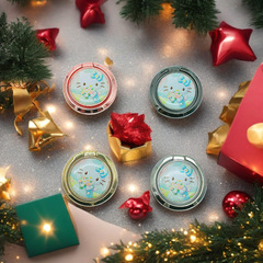 新品批發適用卡通貓360金色旋轉圓形 禮品手機通用指環扣支架