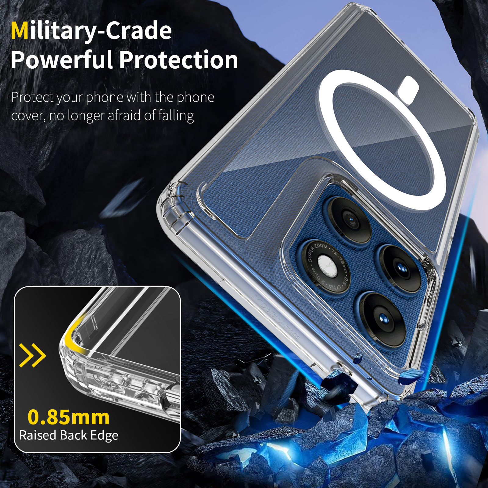 Moto Edge 60 transparente a prueba de caídas 2 - en - 1 caja de teléfono resistente a arañazos Magsafe cubierta de absorción magnética