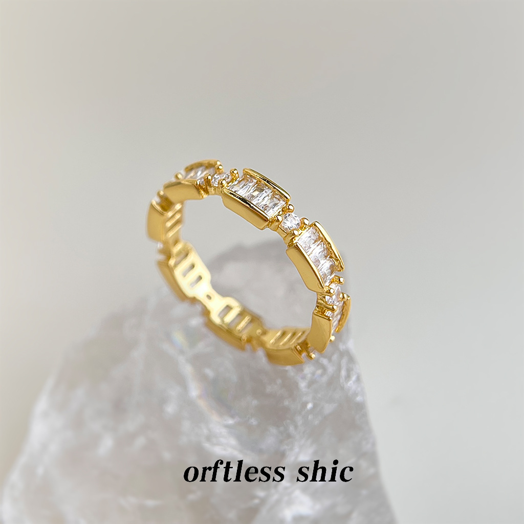 Full of sparkling diamonds! 14K gold-plated zircon micro-inlaid daily ring, Korean style, same design as in Dongdaemun, South Korea