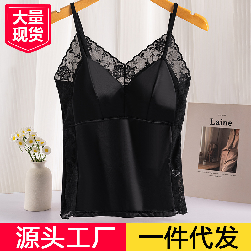 Backless Deep V-Neck Lace Sleeveless Top for Women, New Summer Vacation Style, Slimming Camisole, Sexy Outerwear
