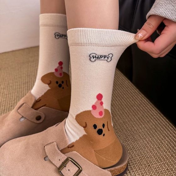 2025 spring and summer new all-in-one machine Korean version of cute boneless mesh tube socks fashion versatile women's cotton socks four seasons