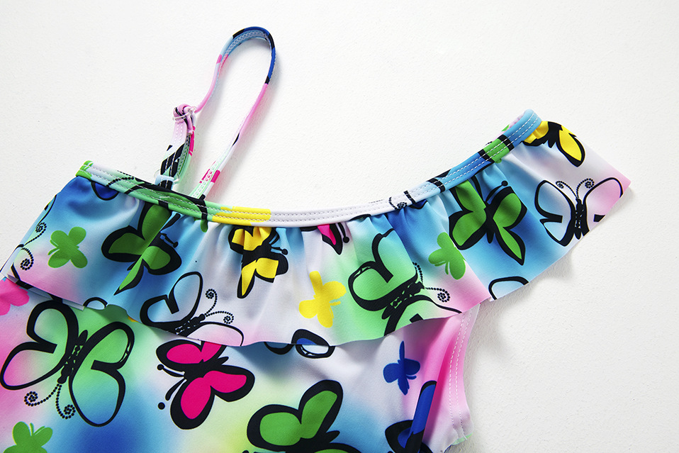 split swimsuit, One-pieces Tops Type 2 Piece Set Quantity U Neck Neckline Cute And Comfortable New Girls' One-piece Swimsuit
