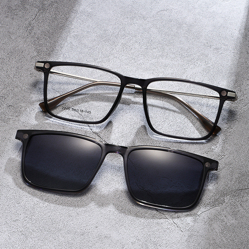 商务近视套镜磁吸眼镜框男金属tr骑行偏光墨镜可上翻二合一太阳镜