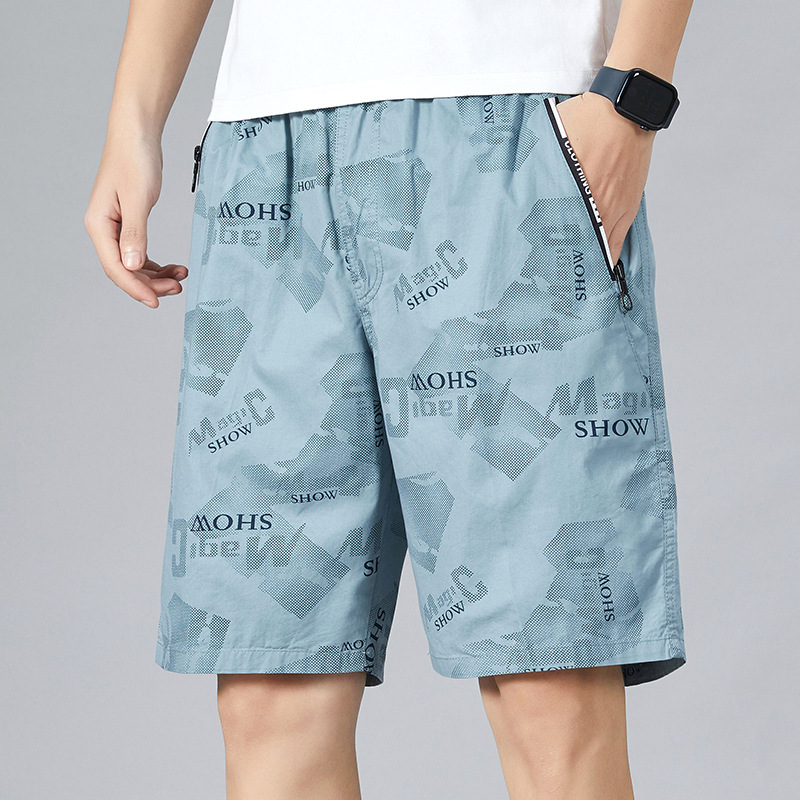 Summer Cargo Shorts For Men,Loose Pure Cotton Straight Pants,y Brand Casual Trousers,Fashionable Printed Beach Pants