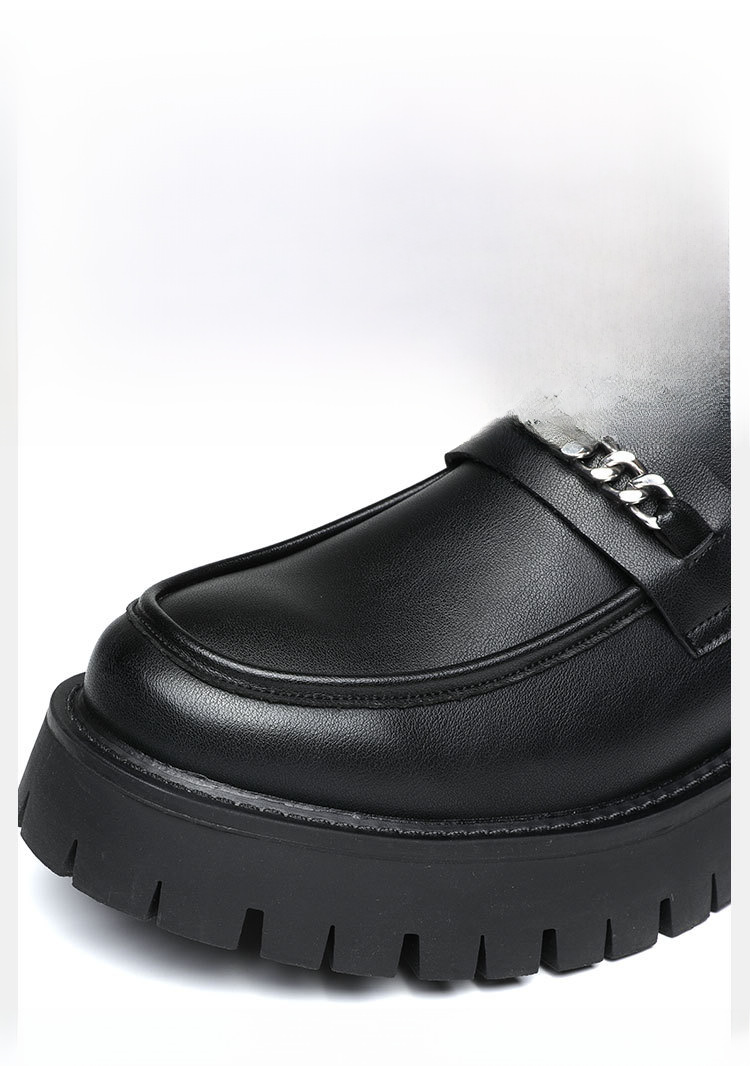 Lefu Shoes Men's 2021 New Thick-soled Leather Shoes British-style Increased Round Toe Slip-on Lazy Shoes 2137-T_voghion.com