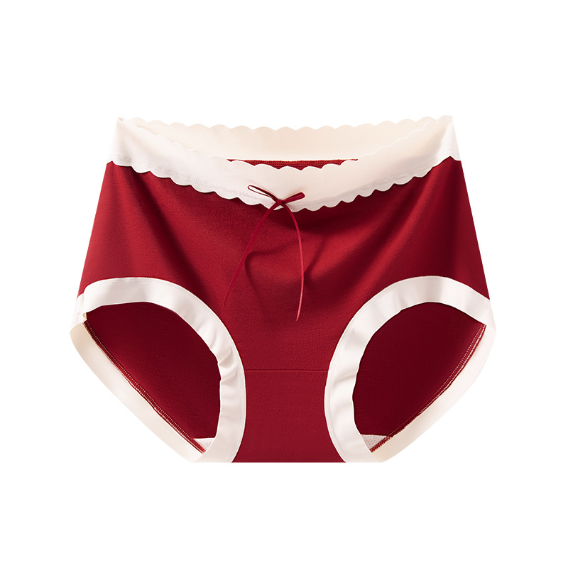 Gran rojo, año natal, encaje femenino, cintura alta, abdomen, Encora, rojo, buena suerte, entrepierna transpirable, calzoncillos para mujer, calcetines gratis