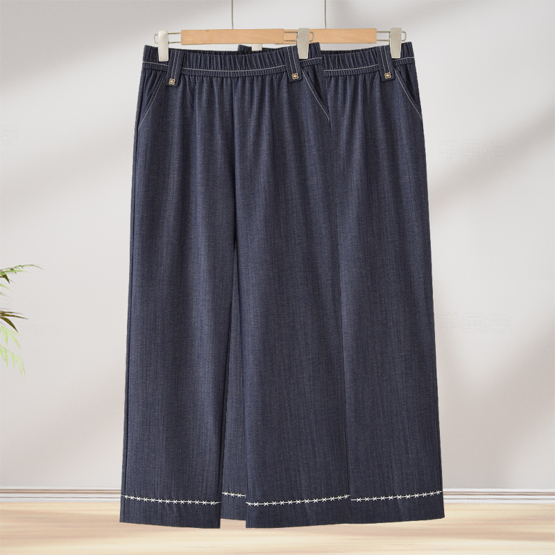 Women's summer thin straight-leg jeans, stylish casual pants for middle-aged and elderly women, high-waisted loose-fitting grandma summer wear Women's summer thin straight-leg jeans, stylish casual pants for middle-aged and elderly women, high-waisted loose-fitting grandma summer wear