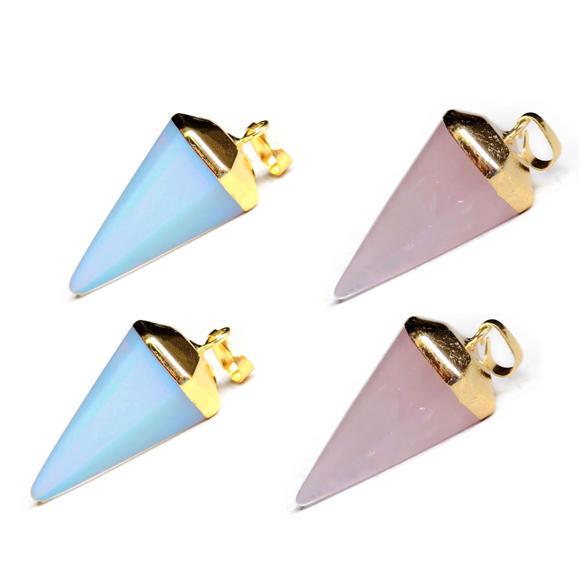 2025 spot exportación europea y americana piedra natural cristal cono hexagonal péndulo collar colgante joyería suministro transfronterizo al por mayor