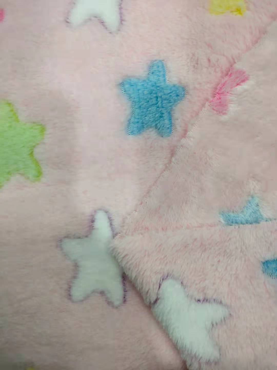 230克双面法兰绒印花彩色星星珊瑚绒家居服宠物垫毯睡衣绒布面料