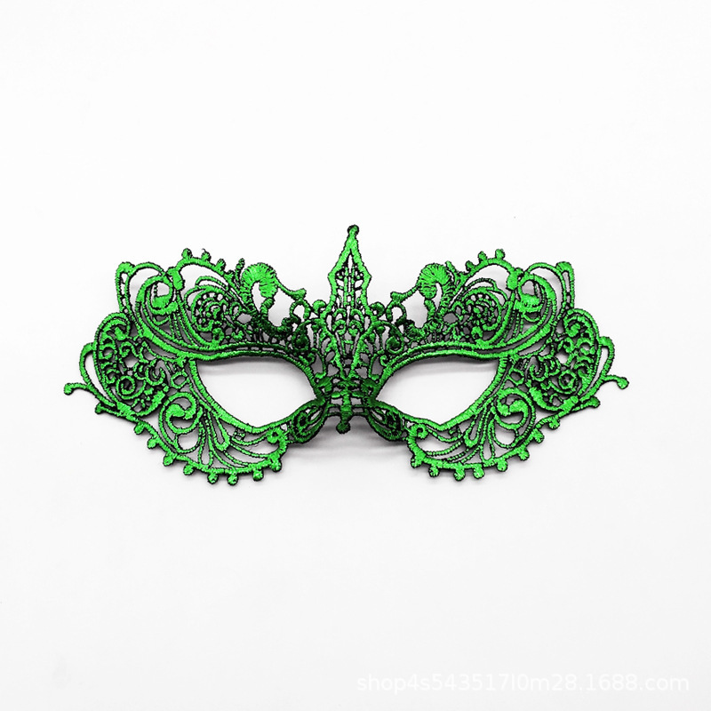 Máscaras de perforación de encaje de oro y plata transfronterizas, máscaras de fiesta de baile de maquillaje de damas con cara gruesa