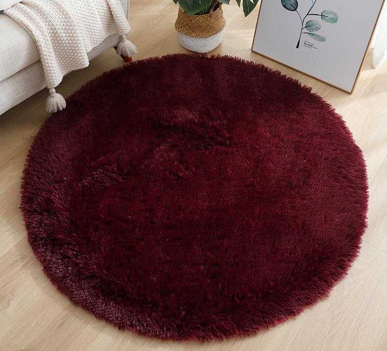 圆形丝毛地毯,毛绒地毯,长毛地毯,长毛绒地毯,客厅地垫,跨境地毯