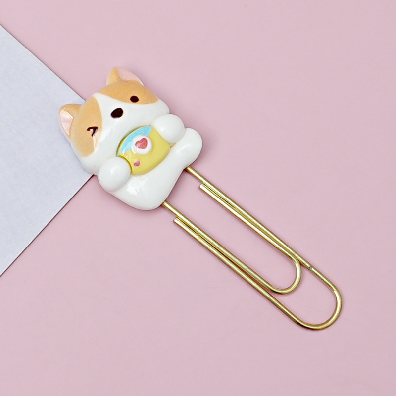 Corgi lindos clips marcadores de dibujos animados pines de escritorio estudiantes cuaderno decoración al por mayor transfronterizos
