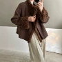 双面立领袖口单排呢大衣