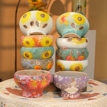 火锅花盆陶瓷家用个性创意中号桌面绿植向日葵渐变油画风多肉家居