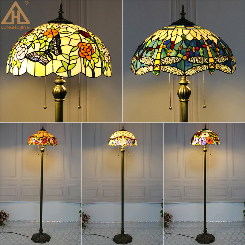 Huijing Tiffany 16inch Butterfly Grape Floor Lamp Retro Hotel Room Southeast Asia Nordic Style Bedroom Home Use