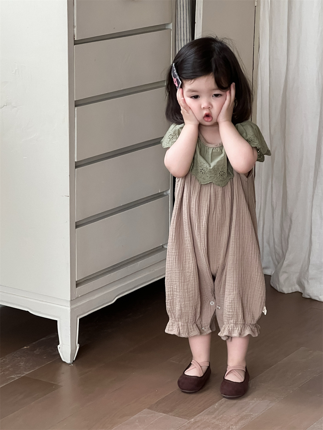 Ropa de verano fina para niñas 2026, conjunto de verano para bebé, pelele estilo princesa, ropa infantil estilo coreano, body de encaje para bebé