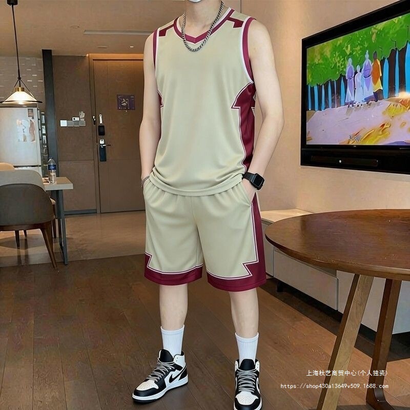 Summer Fitness Running Quick-Drying Casual Sports Suit Men's 2026 T-Shirt Vest Shorts Basketball Uniform Jersey in Stock Summer Fitness Running Quick-Drying Casual Sports Suit Men's 2026 T-Shirt Vest Shorts Basketball Uniform Jersey in Stock