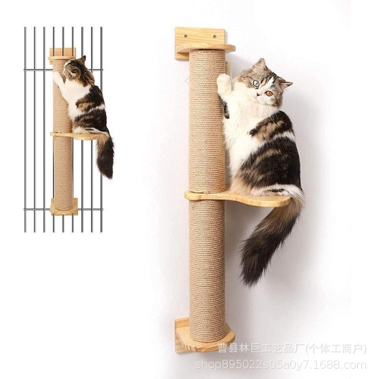 고양이 클라이밍 프레임, 린넨 로프, 고양이 스크래치 컬럼, 걸이형 고양이 클라이밍 컬럼, 벽걸이형 고양이 장난감 액세서리, 고양이 점프 플랫폼, 중간 플랫폼