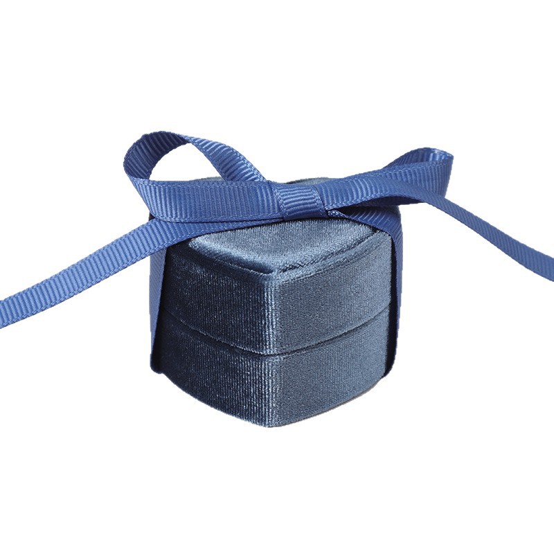 Caja de embalaje de joyas de anillo de terciopelo en forma de corazón redondo caja de joyas de terciopelo coreano caja de joyas de terciopelo Tiandi cubierta caja de joyas de cinta image 6
