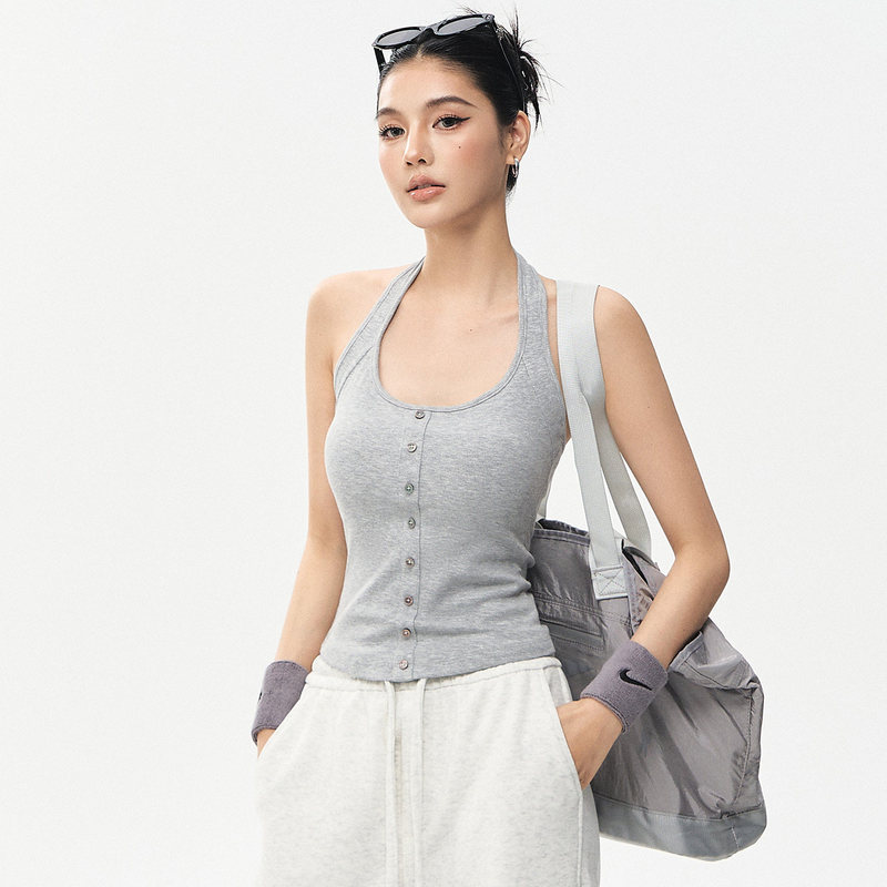 Sports Vest with Chest Pads for Women, Halter Neck, Backless Fitness Bra, Running Training Yoga Top, Halter Neck Fitness Vest