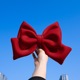 Burgundy double-layer thickened bow [25*20cm]