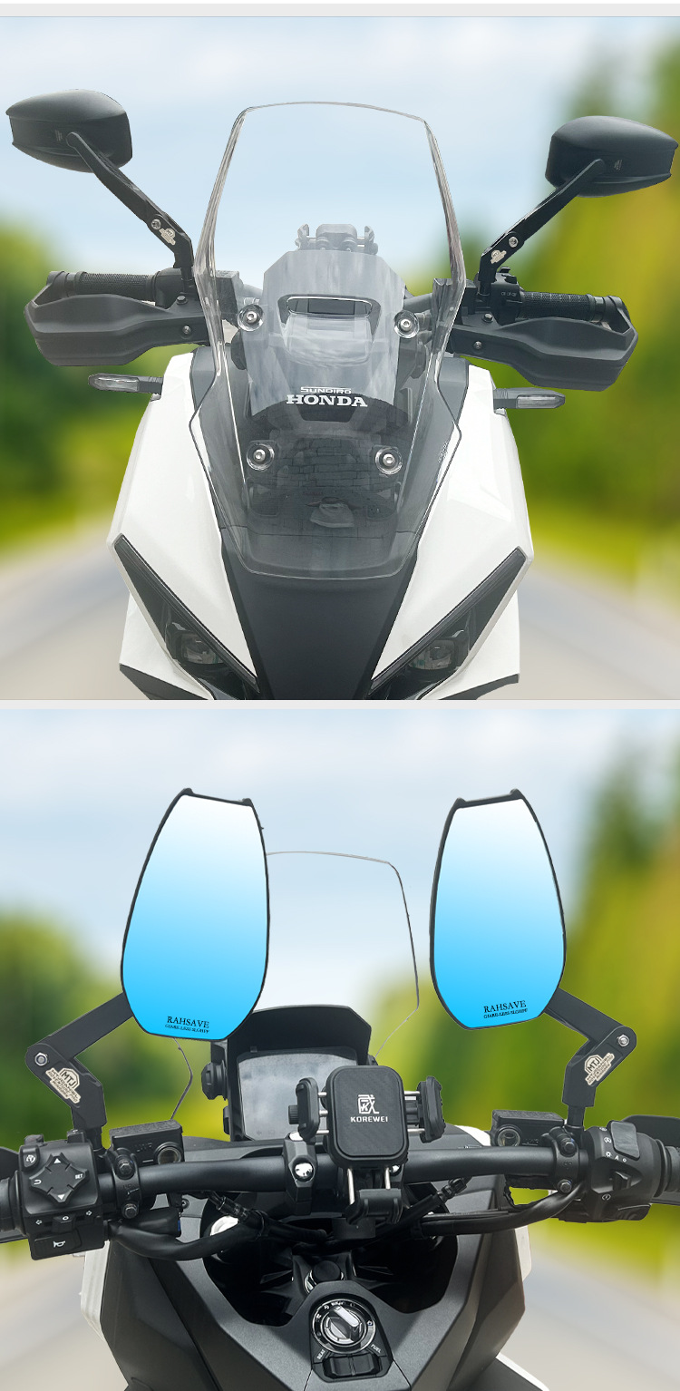 Folding large mirror motorcycle rearview mirror, real carbon fiber aluminum alloy mirror shell, 600R convex mirror, universal modification