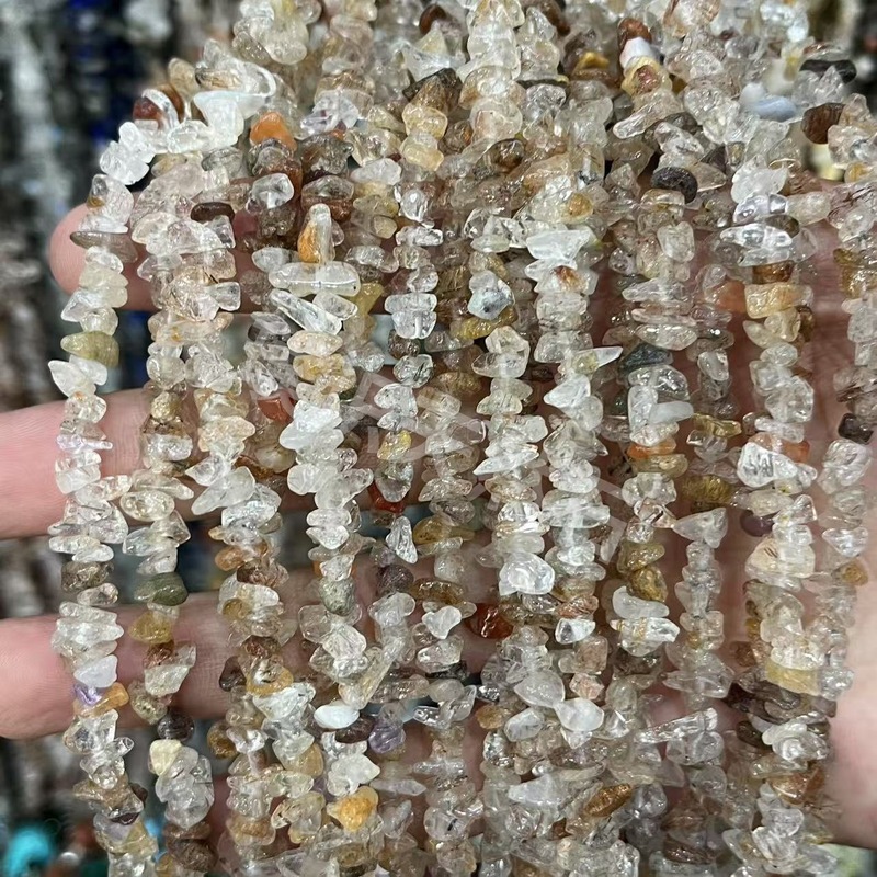 3-5mm天然水晶原石碎石打孔随形石消磁石散珠DIY饰品配件厂家批发|undefined
