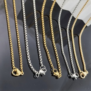 Stainless Steel Couple Necklace Titanium Steel Square Pearl Chain Women's Clavicle Necklace Pendant with Chain Jewelry Wholesale Chain